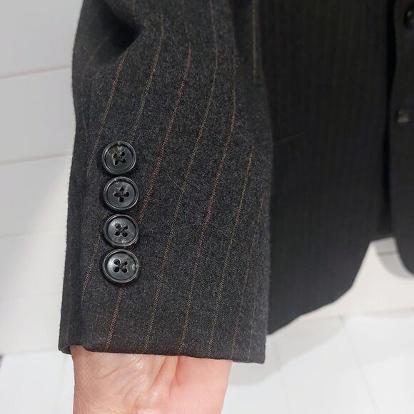 Corneliani Men's Virgin Wool Brown Striped Super 130s Blazer Sz 46L Gray Italy - Picture 3 of 13